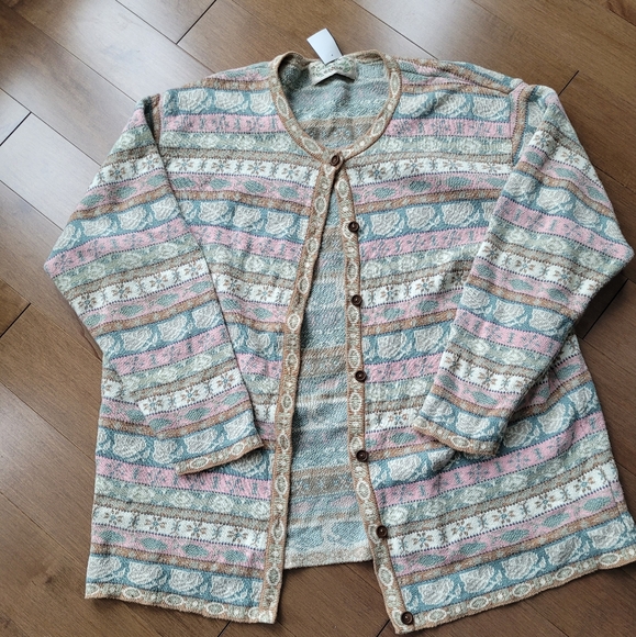 Vintage cottagecore / grandma vibes pastel knit cardigan sweater - Picture 3 of 6